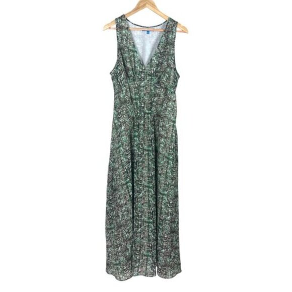 DEREK LAM DESIGN NATION ARMADILLO PRINT GREEN CHIFFON MAXI DRESS - Picture 1 of 7